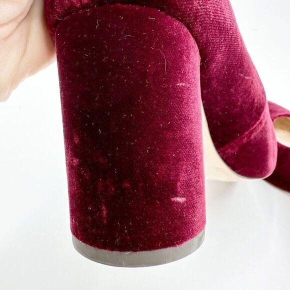 Louise Et Cie‎ Trending Burgundy Velvet Block Heel Pumps Size 8.5 - Picture 9 of 15